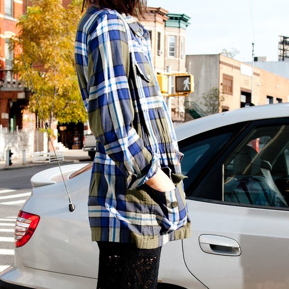 NWT EQUIPMENT Green Plaid Military Style Button Down Cotton Jacket Size M $298 - Picture 2 of 12